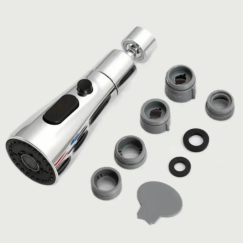 Stainless Steel 360° Rotatable Kitchen Faucet Head Replacement with 5 Adapters, Multi-function Spray Nozzle, Easy Installation Kitchen Faucet Accessories