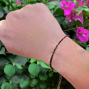 Minimalist Bracelet Delicate Natural Black Obsidian Stone Bracelet Women Bracelet Gift