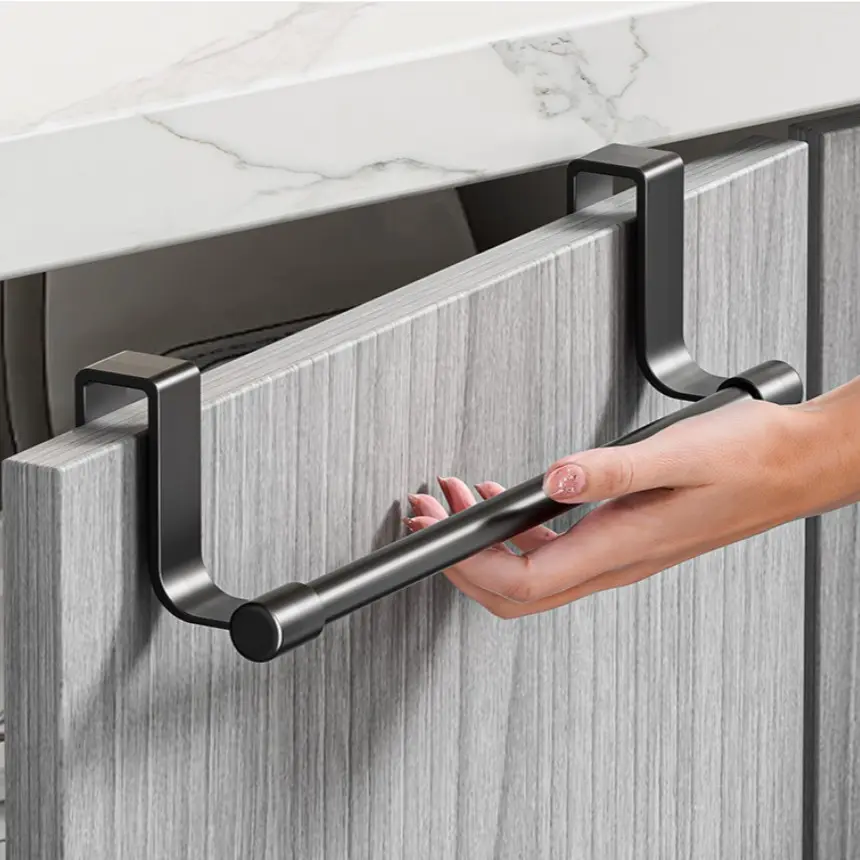 Door-Back No-Punch Towel Bar, Industrial Style, 304 Stainless Steel, Nail-Free Hanging, Waterproof Rustproof, Bathroom Fixtures, Door Hooks For Hanging Towels, Modern Towel Hooks, Metal Towel Hooks