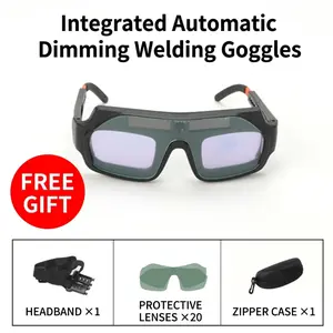 Auto Darkening Welding Goggles For Metalworking Auto Repair Solar Powered Welder Glasses With Headband And 20 Replacement Lenses