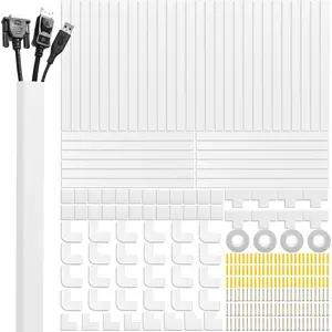 Cord Cover Raceway Kit, 628 in  Cover , Paintable Cord Concealer System  Hider, Cord Wires, Hiding Wall Mount TV Powers Cords in  Office, 40 X L15.7in X W0.95in X H0.55in