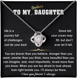 To My Badass Daughter Necklace From Mom and Dad With Heartfelt Message & Elegant Box, Mother Daughter Necklace, Christmas, Birthday Gifts For Daughters Adult, Daughter Jewelry From Mom