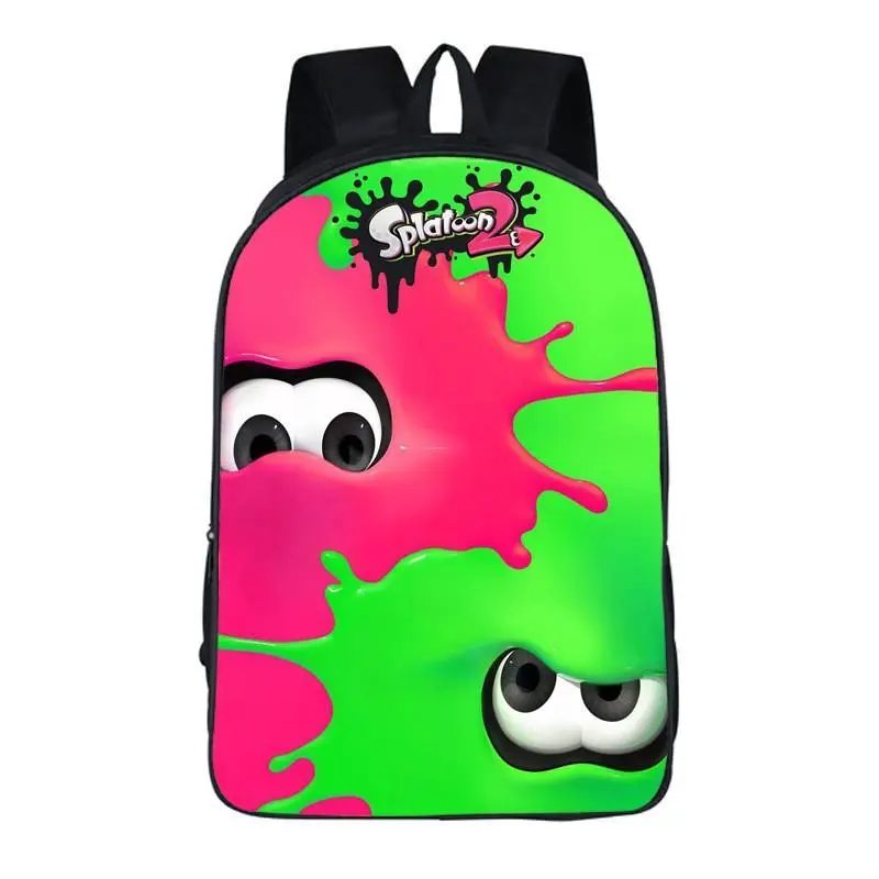 Neon Pink Green Ink Splash Cartoon Eye Graphic Print Laptop Backpack Daily Travel Daypack Backpack