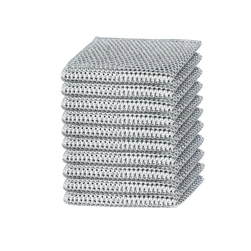 20PCS Advanced Stainless Steel Scratch Pad Set, Heavy-Duty Rustproof Reusable Silver Cleaning Cloths for Kitchen Pots, Pans, Sinks and Bathroom Stain Removal