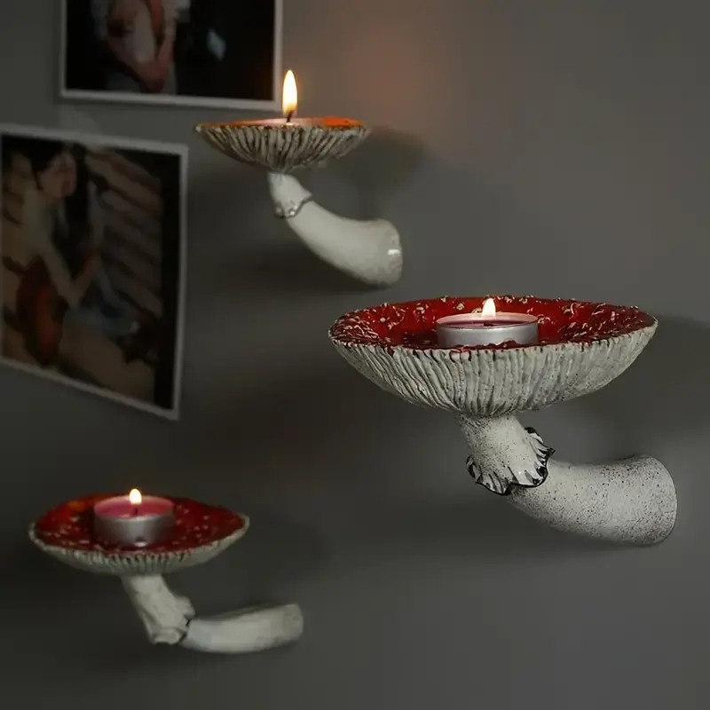 Mushroom Shelf 3 Pack Cottage Core Wall Decor, Small Floating Mushroom Decoration Shelves For Bedroom Living Room Kitchen Office Wall Mount Design Hanging Wall