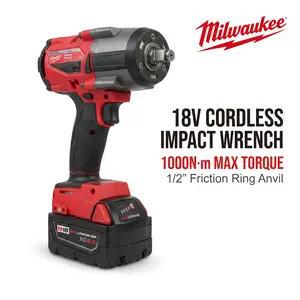 Milwaukee M18 FMTIWF12 1000Nm Impact Wrench for Heavy Bolts mechanic hand tool vehicle maintenance maximum torque brushless cordless high variable speed controller electric no-load diy task li-ion battery detachable tire high torque hog ring anvil m duty