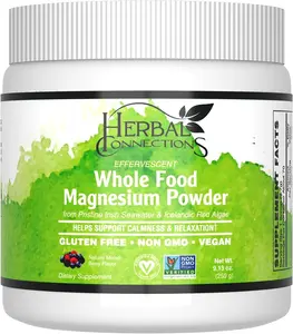 Herbal Connections Magnesium Powder (9.13 oz) | Maintain Sugar Level | Boost Heart Health | Strong Bones for Men & Women | Vegan, Gluten Free