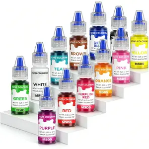 Edible Liquid Food Coloring 12×0.25 Fl oz/Bottle Set Vibrant Tasteless for Cake Decorating Easter Egg Royal Icing Fondant Macaron Baking Supplies Natural Bake Cream Nata