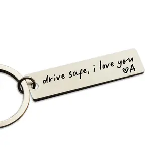 Driving Safe Keychain Gift, Engraved 'I Love You' Stainless Steel Keyring for Husband, Boyfriend, Brother, or New Driver - Personalized Mother's Day and Father's Day Gifts