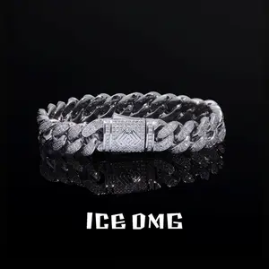 ICEOMG Luxury 12mm Iced Out Cuban Link Bracelet for Men Women Micro Pave 5A CZ Lab Diamond Hip Hop Jewelry Heavy 18K Gold Silver Plated Chain Bracelet Trendy Streetwear Accessories Christmas Birthday Jewelry Gifts for Him Her Unisex Link Bracelet