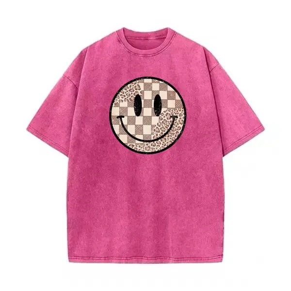 Washed Cotton Tee-Fuchsia