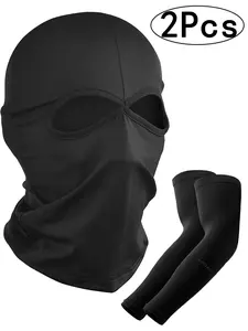 2pcs Breathable Full Face Motorcycle Cover, Dustproof Windproof Outdoor Riding Mask, Unisex Balaclava Hat, UV Protection for Driving