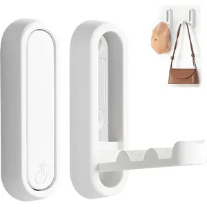 2Pcs Foldable Wall Hooks, Zinc Alloy Folding Hook White, Heavy Duty Folding Coat Hooks Wall Mounted for Hanging Coat Towels Bags Keys (White, 2 Pack)