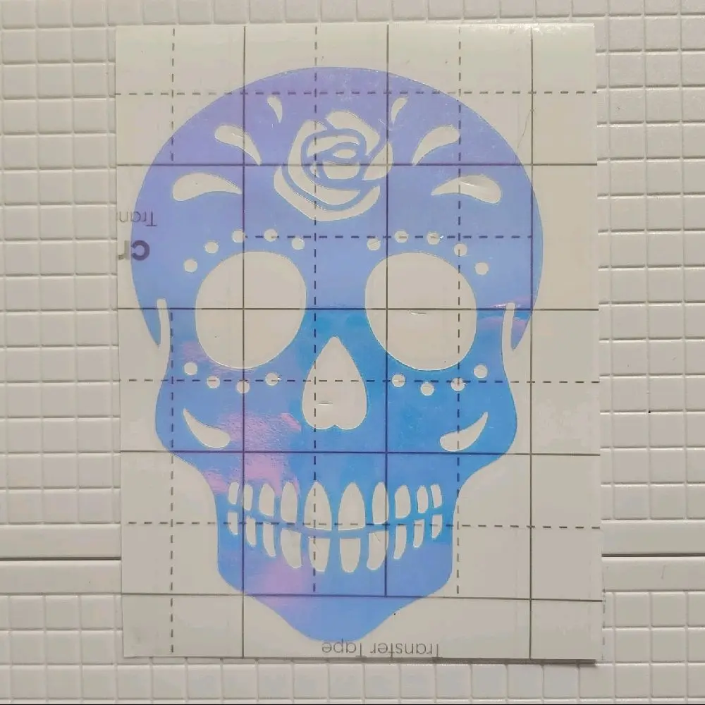 Holographic skull 6x6 decal