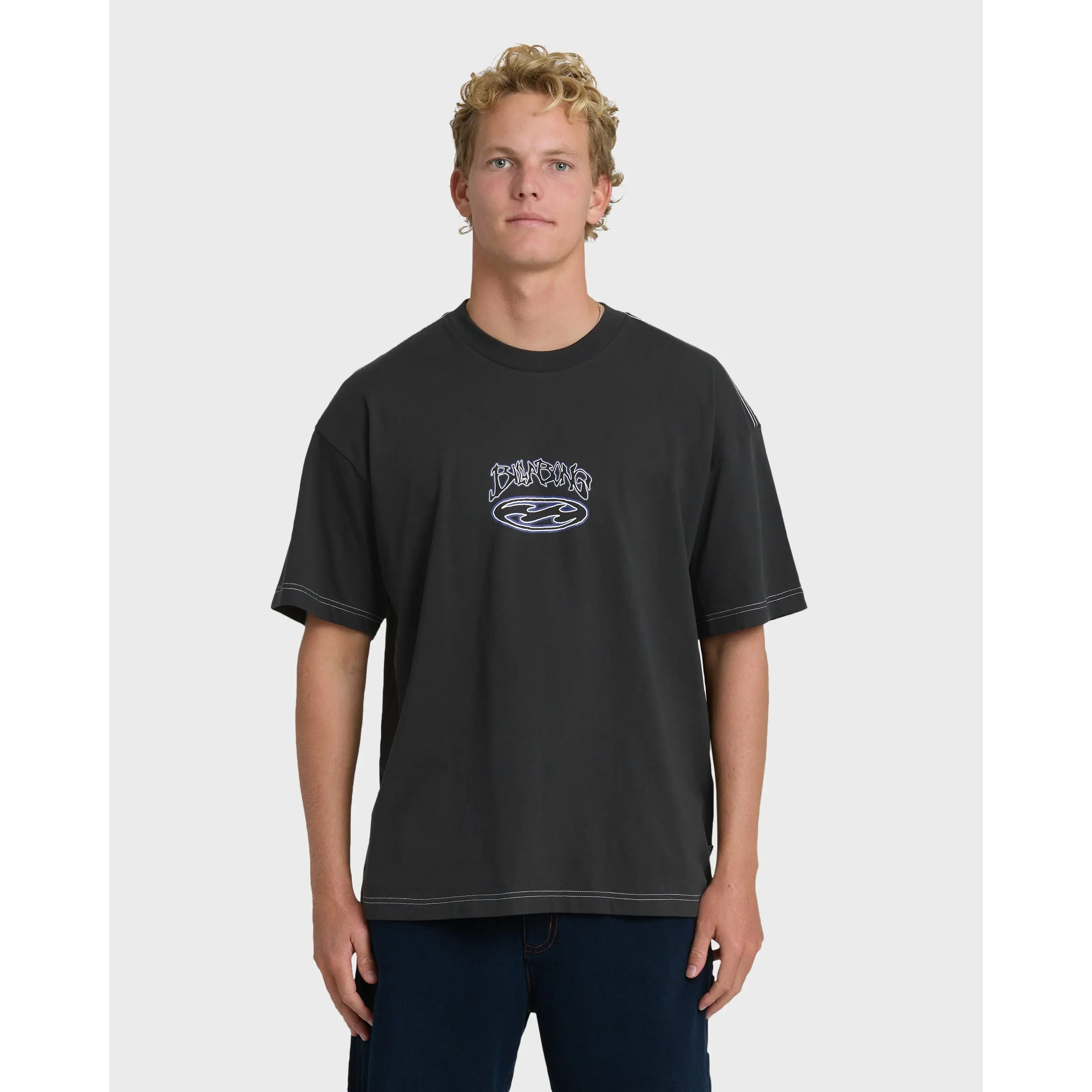 BILLABONG Men's Bad Dog Og Short Sleeve T-shirt - Black Vintage, 100% Cotton Screen Print, Casual Everyday