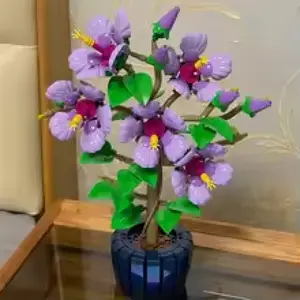 660-piece Creative Hibiscus Flower Planter Building Blocks Crafts, Plant Series Assembly Toy, Bouquet Building Set, 3D Non-Fading Flower Model Home Decor, Gift for Children and Girls