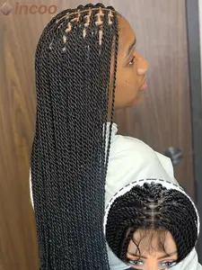 26 Inch Twist Braided Wigs, Box Braided Lace Front Wig for Women, Synthetic Full Lace Frontal Wig, Straight Faux Locs Wig, Synthetic Twists Wigs