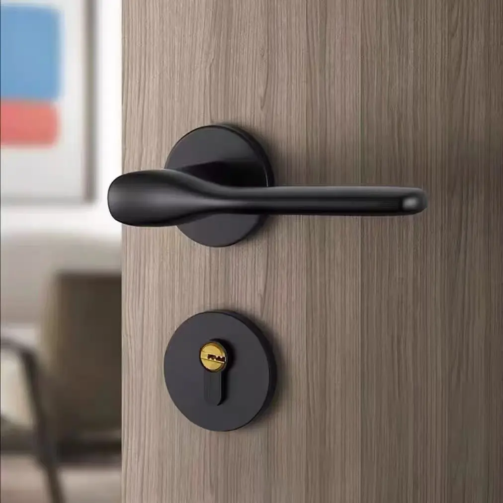 Metal Door Lock Set with 3 Keys, Split Lock for Bedroom, Room, Study, Includes Lock Body or 2 Handles, Door Knob, Secure Indoor Door Lock, Door Hardware
