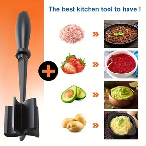 1pc Heat-resistant Meat Mincer with Anti-Slip Handle, Multi-functional Burger Beef Grinder