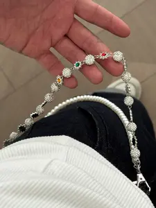 Men's Fashionable Multi-Layer Rhinestone Faux Pearl Waist Chain, Casual Body Chain Accessory for Pants Decoration, All Seasons Wear, Pearl Waist Beads