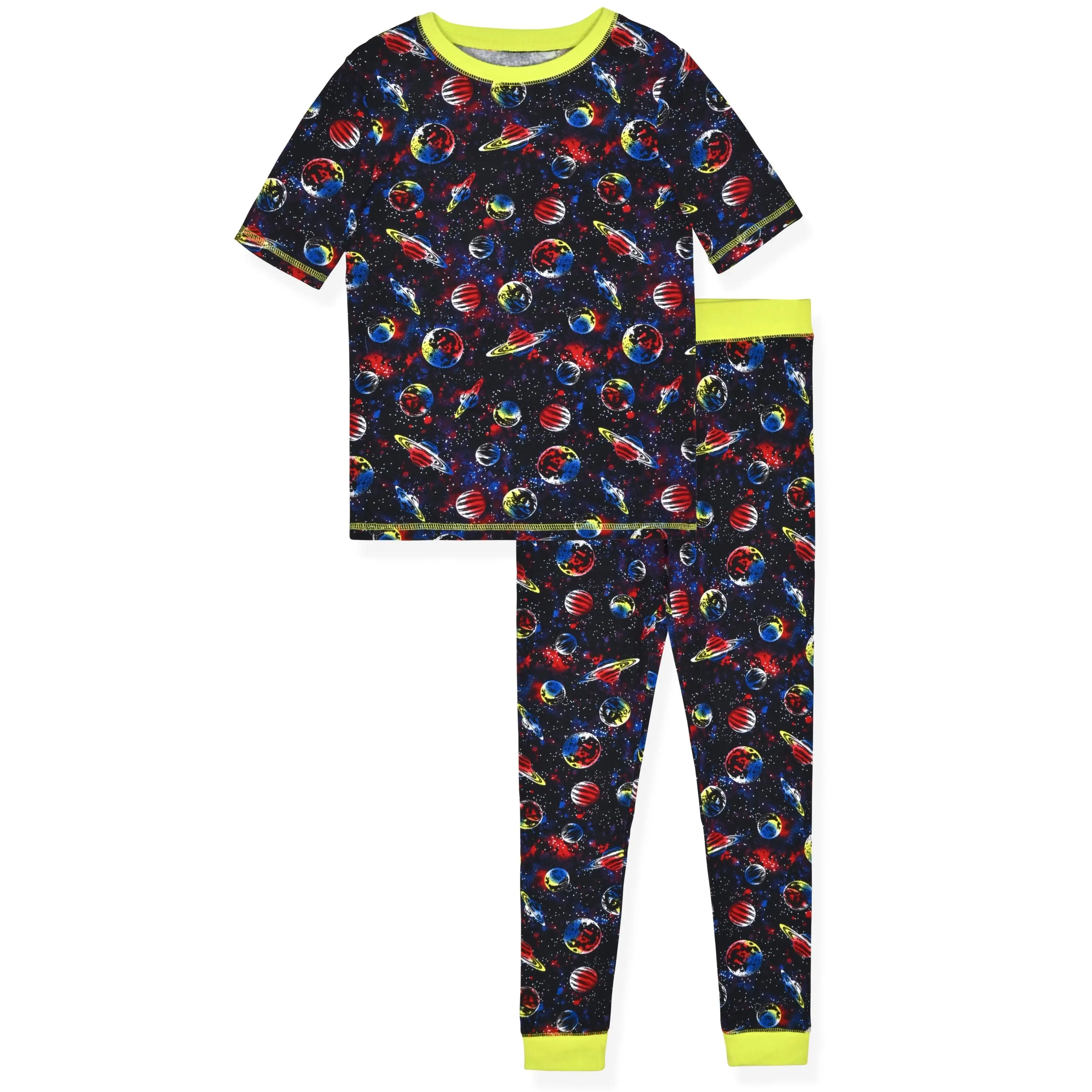Boys 2- Piece Super Soft Jersey Snug Fit Pajama Set- Planets.