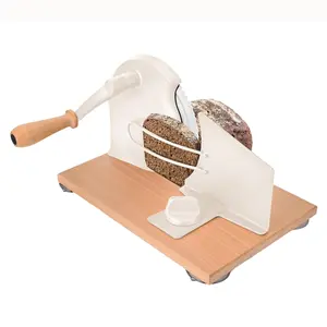 Garvee Foldable Manual Bread Slicer with Hand Crank, Wooden Board, Steel Fence, and Adjustable Thickness for Consistent Slices; Classic Design Suitable for Homemade and Commercial Baking