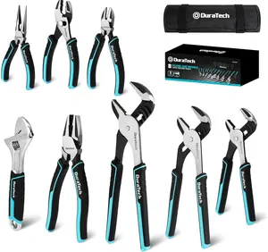 DURATECH 8-Piece Pliers Set with Rolling Pouch, Premium Cr-V/Cr-Ni Construction, (12", 10", 8" Groove Joint Pliers, 8" Adjustable Wrench, 8" Linesman, 6" Long Needle Nose, 6" Slip Joint, 6" Diagonal)l Co.,LTD. Hangzhou Great Star Industrial Co.,LTD.