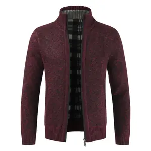 Men's knitted cardigan sweater jacket, winter new casual stand up collar wool lined jacket, office daily warm zipper pullover jacket, dad giftRAIMENTRY
