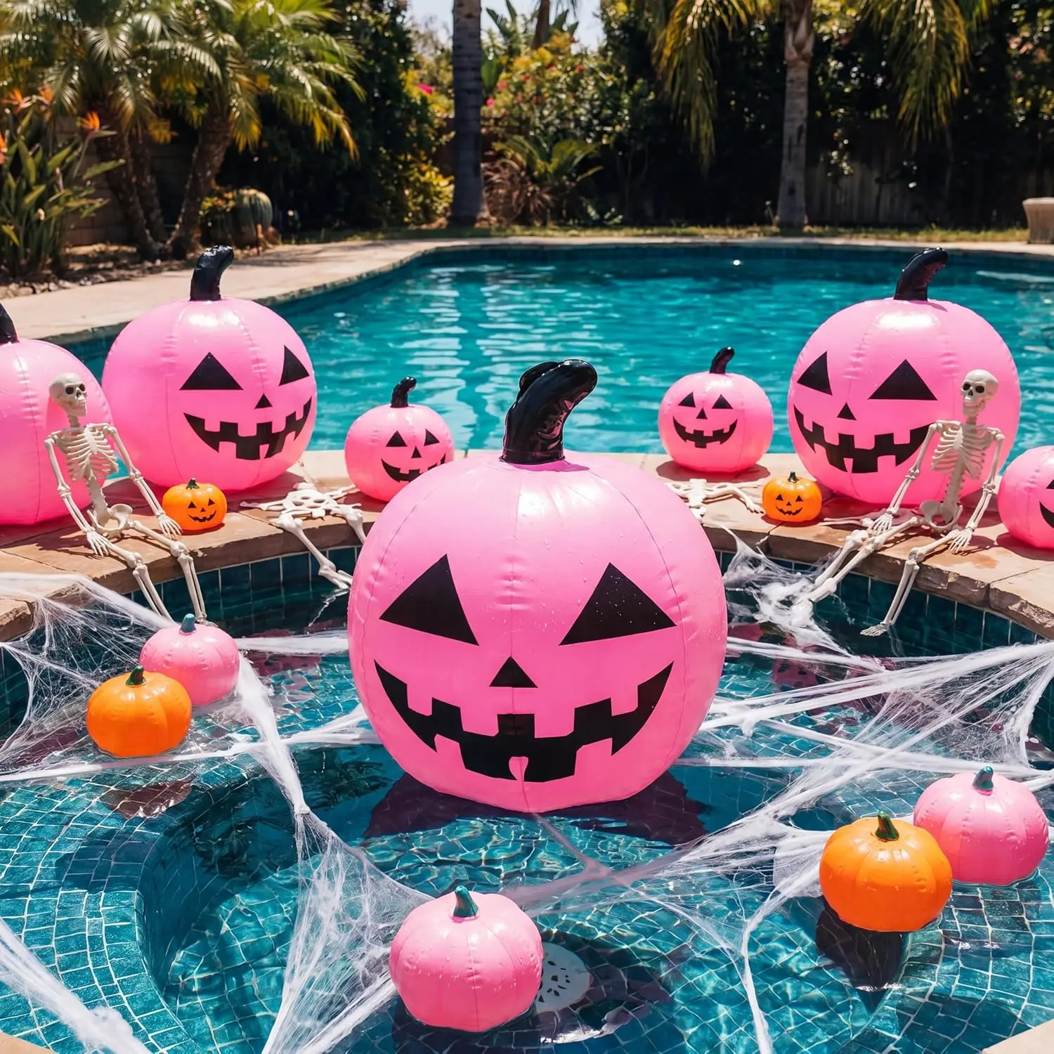 12 Pcs Halloween Inflatable Beach Balls 14 Inch Halloween Ghost Pool Floats Plastic Jack O Lantern Party Decoration Inflatable for Yard, Garden, and Lawnspooky season decor, spooky yard decor, halloween yard decor, halloween gift for him and her, 2026 gif