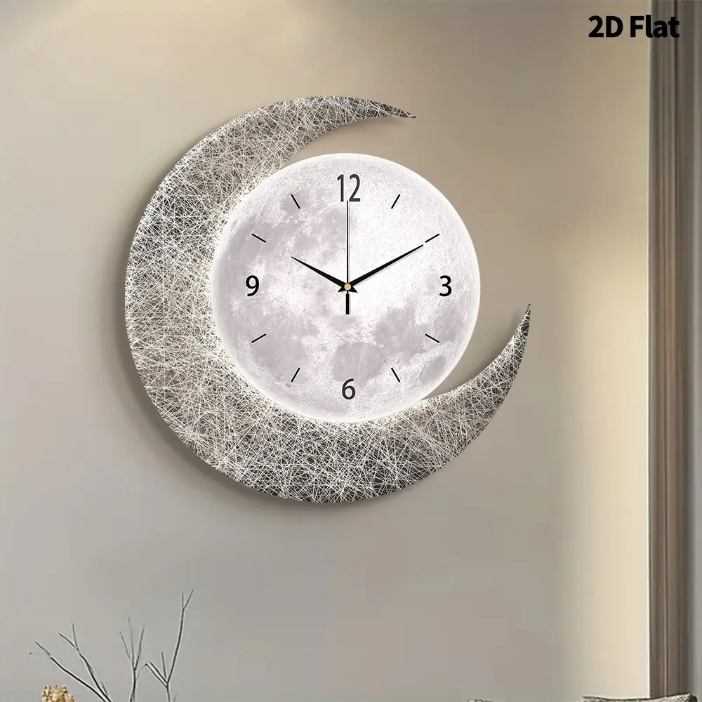 Modern Creative Moon Design Wall Clock, Decor, Silent Movement, No Tick-Tick Sound, Perfect for Living Room, Bedroom, Office, Kitchen, Hotel, Home Decor