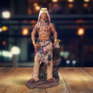 New FC Design 11"H Indian Warrior with Eagle Statue Native American Figurine Statue Home/Room Decor and Perfect Gift Ideas for House Warming, Holidays and Birthdays Great Collectible Additio Decoration Ornaments