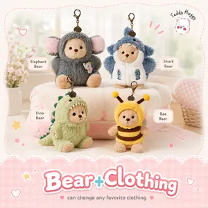 TEDDY HUGGY 6" Rotatable Joint Cuddly Stuffed Plushie - Cute-Shaped Stuffed Toy with Animal Costumes, Plush Keychain Attachment, Soft Plush Toy for Kids, Birthday/Anniversary Gift, Plush Keychains, Stuffed Plushies Bag Charm