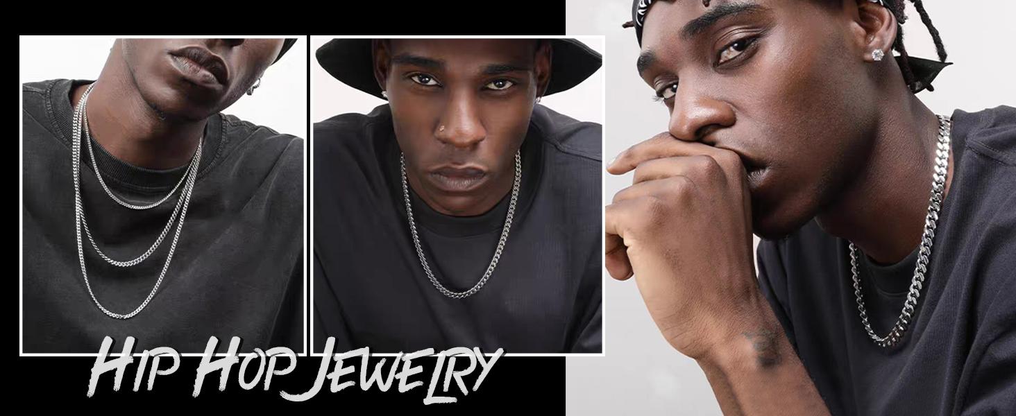 3mm/5mm Mens Black Cuban Chain Necklace Stainless Steel Link Chain 18"-24" 3mm/5mm Mens Black Cuban Chain Necklace Stainless Steel Link Chain 18"-24"