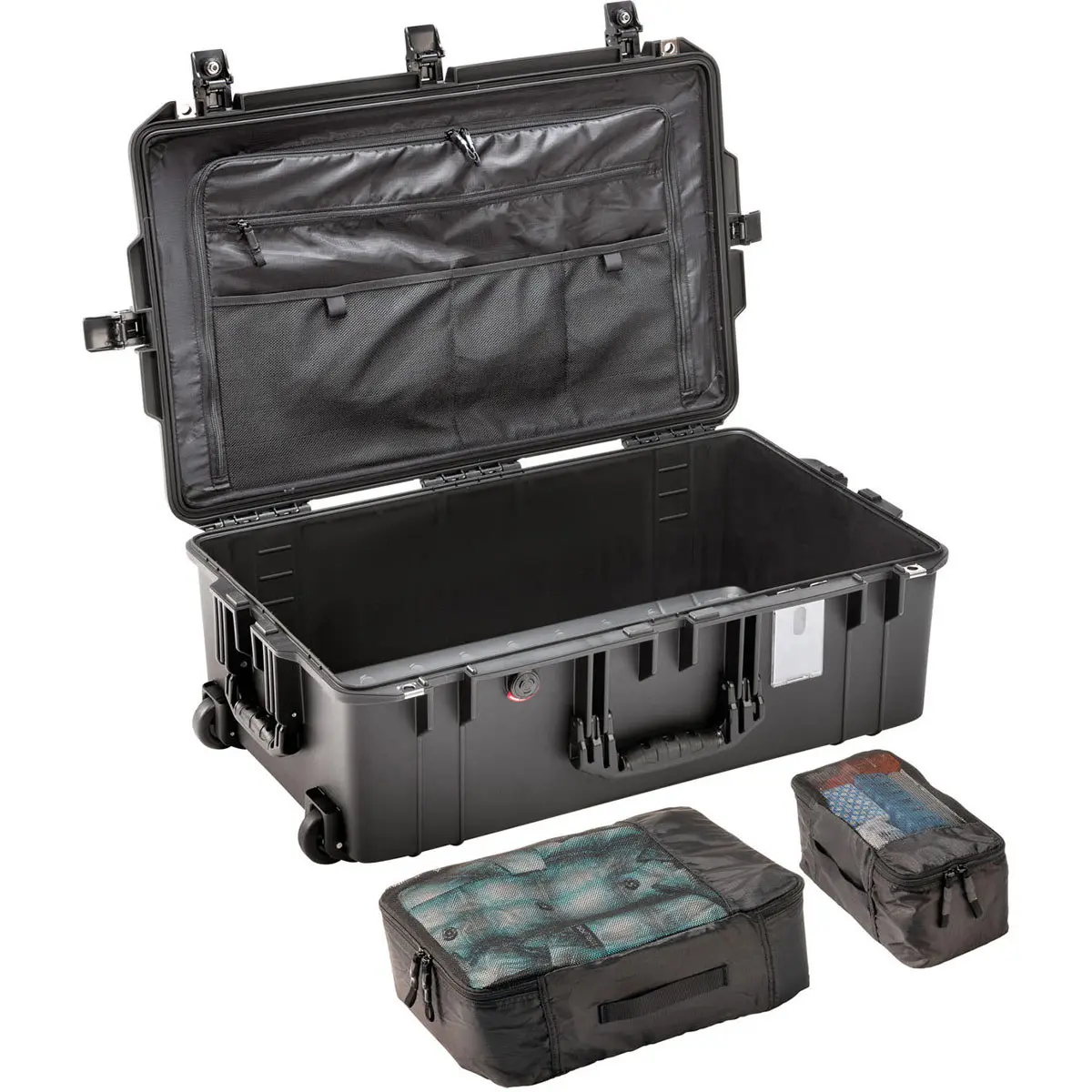 Pelican 1595TRVL Wheeled Waterproof Air Travel Case with Lid Organizer and Packing Cubes, Black