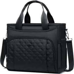 Insulated Lunch Bag for Men Women, Lunch Box, Lunch Tote for Work, Large Leak Proof Cooler Bag with Removable Strap,  Adult Lunchbag, Picnic, Office, Beach, Black