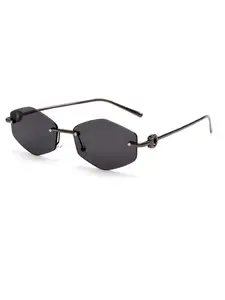 Metal frameless polygonal sunglasses for women, trendy ins style, internet-famous, high-end, individual and fashionable sunglasses