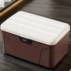 Password-protected storage box, privacy document storage box with lock, car and home valuables storage box, plastic organizer box