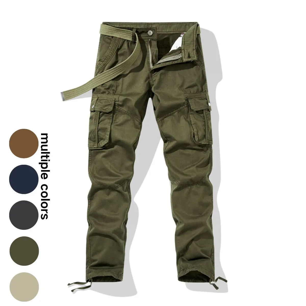 Workwear pants for spring and autumn, men's fashion trend pants, men's multi-pocket casual long pants
