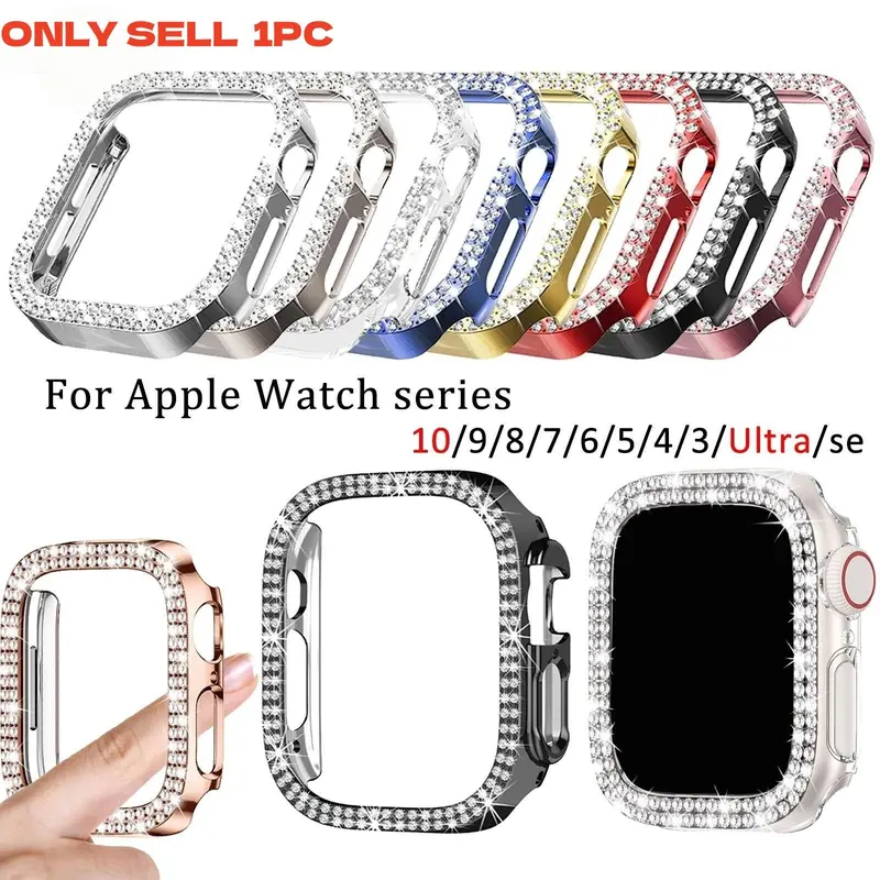 Rhinestone Decor Watch Case, Smart Watch Protective Cover, Watch Accessories Smartwatch Accessories Compatible with for Apple Watch Series 10/9/8/7/6/5/4/3 Ultra SE, Wearable