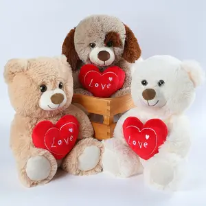 Valentine's Day Teddy Bear with Heart, Soft Adorable Stuffed Plush Bear Doll Toy, Perfect Gift for Her, Girlfriend, Mom, Kids, Wedding Decoration, Soft Stuffed Animal