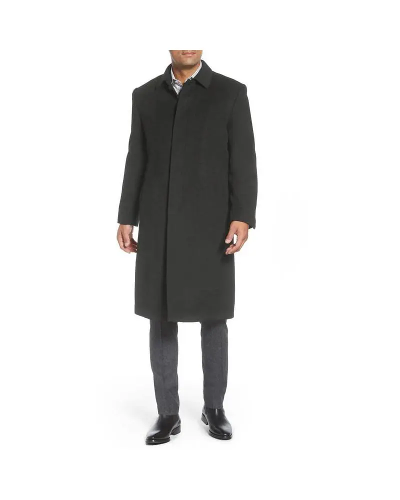 Hart Schaffner Marx Men’s Fly-Front Wool Cashmere Full Length Topcoat with Thinsulate Insulation – Charcoal 46 Regular, Fabric, Garment