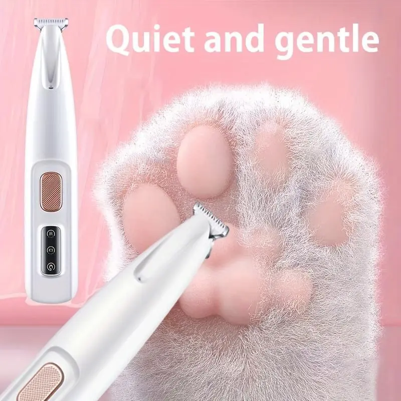 Rechargeable Pet Hair Trimmer，Pet Paw Trimmer for dogs and cats，Waterproof Rechargeable Pet Shaver with LED Light,Cordless Quiet Dog and cat Trimmer for Grooming