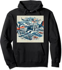 P51 Mustang WW2 Warplane US Airplane Infographics Pullover Hoodie - Tomasleza Shop 38B0CPYVQRWR