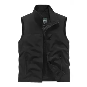 Men'sLightweightBlackSleevelessVest-CasualOutdoorZip-UpJacketwithMeshLining,MultiplePockets&AdjustableStrapsforComfort