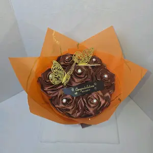 Congratulations You Did It. handmade Roses Bouquet with butterfly and pearls