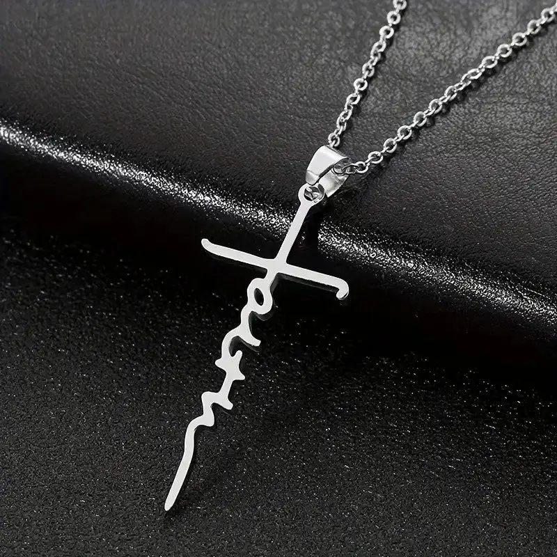 My Giving Store Unisex Stainless Steel Custom Cross Pendant Necklace - 18in Adjustable Chain with 5in Extender, Metal Coating, Spirituality, Religious Personalized Gift, Chain Jewelry Necklaces, Customized Gifts, 5 Inch Extender