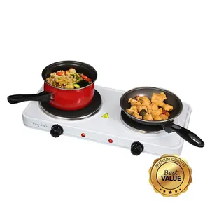 212 MAIN Electric Dual Burner Induction Cooktop - Compact, Fast-Heating, Power Light-Equipped, Sleek, Easily Portable, Ultra-Lightweight Household Kitchen Buffet Range (White)
