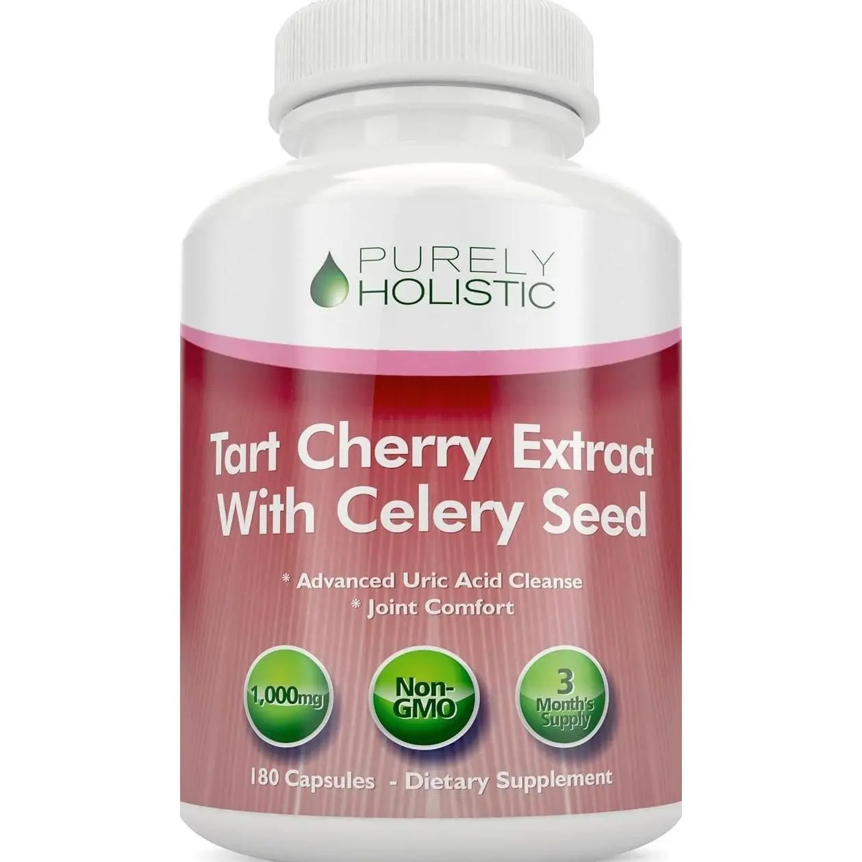 Tart Cherry Extract Capsules 1,000mg - 180 Capsules, 3 Month Supply - Blend with Tart Cherry and Celery Seed Powder