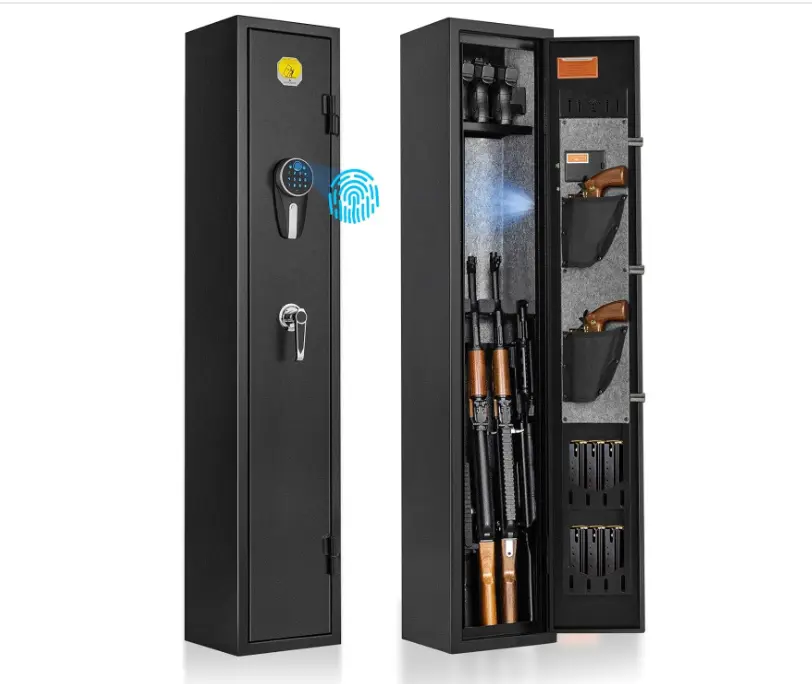 BlackSmith 3 G-Safe Cabinet for Pistol and long  Lock Box,0.1s Quick Access Fingerprint Recognition Keypad Wall Mount with Rack Pockets Ammo Storage
