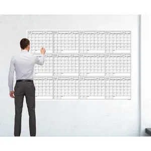 48" x 72" Large   Erasable Laminated Blank Annual Yearly Wall Calendar Poster, 12 Months,  for Office, Academic or Home